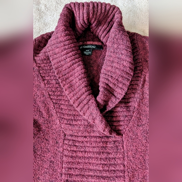🎉Le Chateau size Medium burgundy/wine cowl neck sweater, used condition - Picture 5 of 14